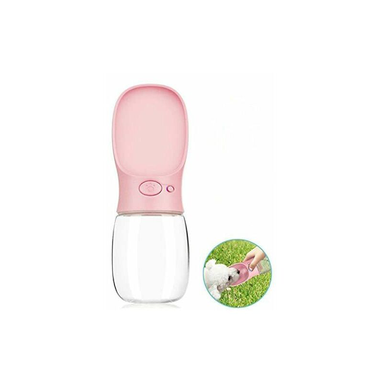 Dog Water Bottle, cjmj Portable Travel Bottle Dog and Cat Pet Travel Water Drink Bottle (350ml, Rosa)