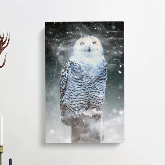 Snowy Owl on a Perch - Wrapped Canvas Graphic Art Print