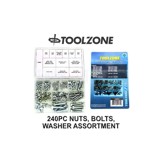 Assorted Metric Nuts, Bolts & Washers 240PC, M4, M5, M6, M8, M10 HW042 - Toolzone