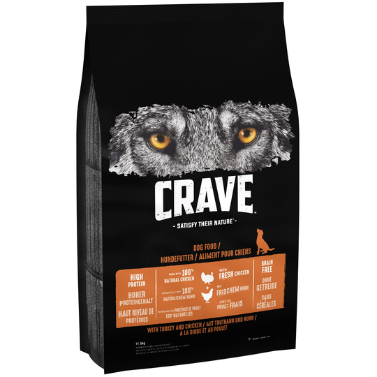 CRAVE Adult Turkey & Chicken Dry Dog Food - Economy Pack: 2 x 11.5kg