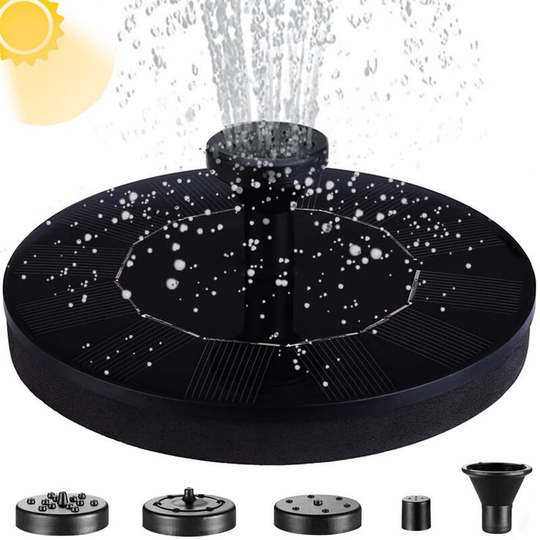 Solar Water Fountain With Fountain Nozzles For The Garden