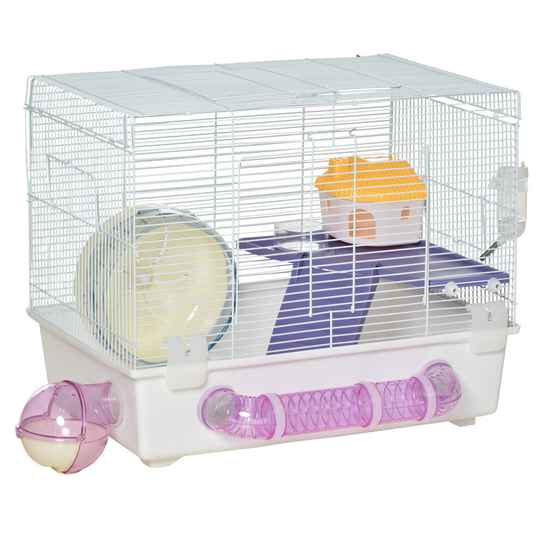 PawHut Hamster Cage Gerbil Rodent House Small Animal Habitat Exercise