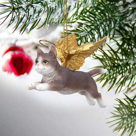 Feline Tabby Cat Angel Hanging Figurine Ornament