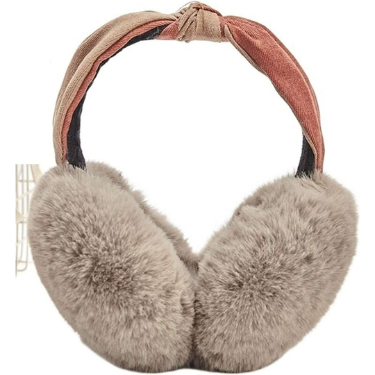 Color: Khaki, Size: One Size) Earmuffs, Two-tone Folding Rabbit Fur Headband Warm Earmuffs Winter Ear Muffs Women Ear Muffs Ear Muffs
