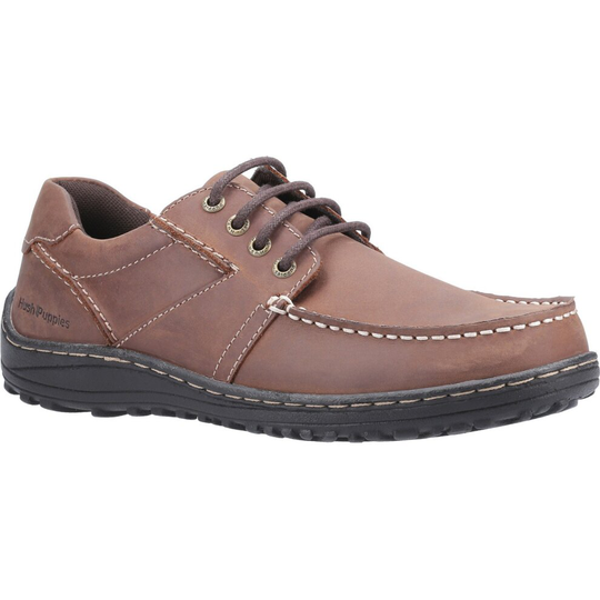 (9 (Adults')) Hush Puppies theo leather mens casual shoes brown UK Size