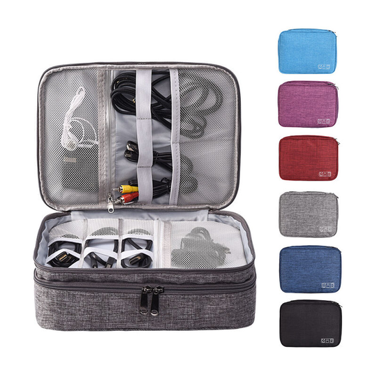 Sun Flowergb - Cable Organizer Bag Cable Waterproof Cable Bag Large Hard Drive Bag Electronic Bag Double Layer Electrical Organizer Cable Bag