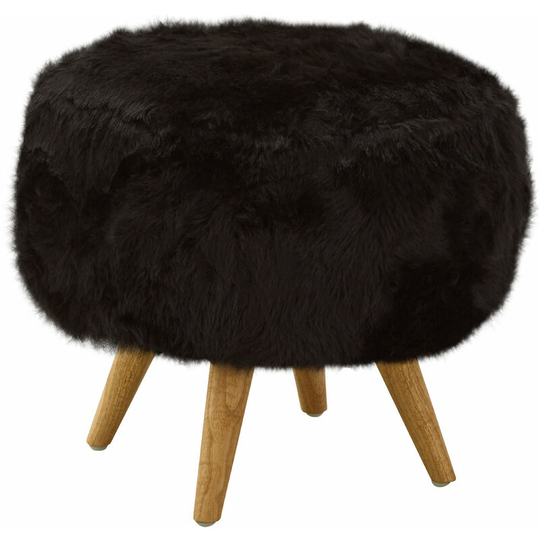 Premier Housewares - Black Fur Effect Cabaret Stool
