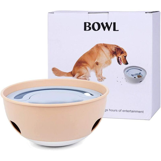 Automatic Dog Food Dispenser Educational Toys for Pets Anti-Bite Bowl Detachable Bowl Beige
