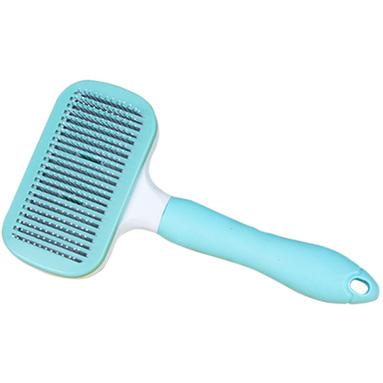 Muff - Knotted comb for pets, effectively cleans dead or messy hair, ergonomic design, universal for cats and dogs (blue, with one-touch cleaning
