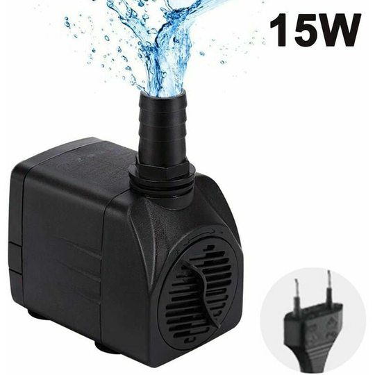 Submersible Pump, Ultra Quiet Water Pump with Fountain Pump with 5ft Power Cord, 3 Nozzles for Aquarium, Fish Tank, Statuary, Hydroponics, 5W