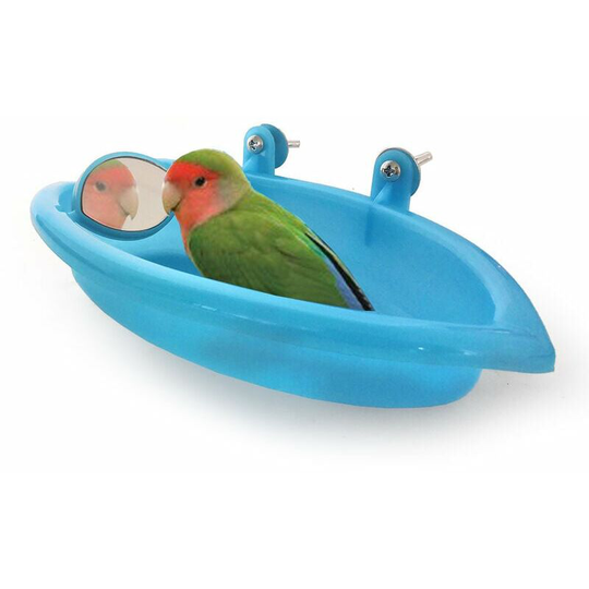 Birdbath with Cage Mirror Parrot Birdbath Accessories