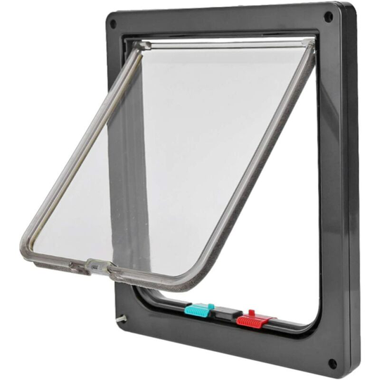 Cat Flap Puppy Door, Dog Flap 4 Way Locking Extra Large Medium Small Pet Door Flap,3 Size (Black) (l)