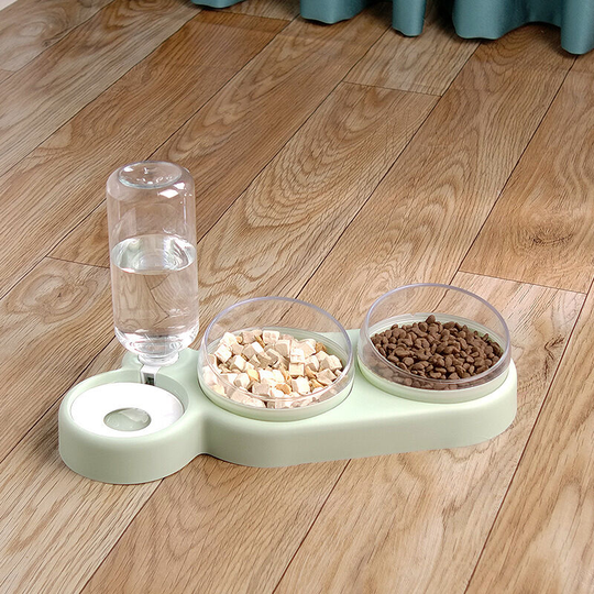 Deckon - Double Raised Cat Bowl, 15° Tilt Anti-Vomiting Cat Bowl 3-in-1 Automatic Water Storage Pet Bowl, Available for Cats and Puppies