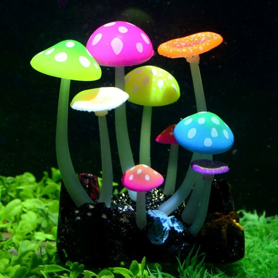 Betterlifegb - Incandescent Effect Artificial Mushroom Aquarium Plant Decor Ornament Decoration for Fish Tank Landscape