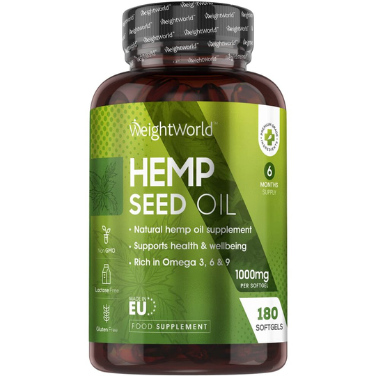 WeightWorld Hemp Seed Oil 1000mg - 180 High Strength Softgels