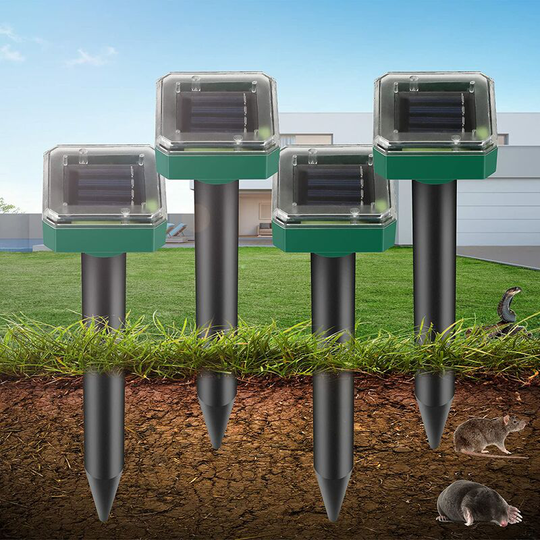 Solar Ultrasonic Mole Repeller, 4 Pcs Solar Ultrasonic Mole Repeller, Solar Ultrasonic Mole Repeller, Ultrasonic Snake Repeller, Waterproof IP65 Anti