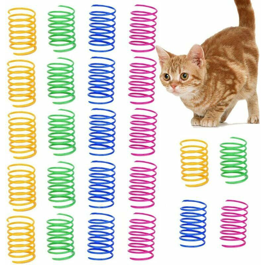 24 Pieces Cat Spring Toy, Color Spring Cat Toy, Plastic Spiral, Durable Interactive Cat Toys, Pet Kitten Novelty Gift (Random Color)