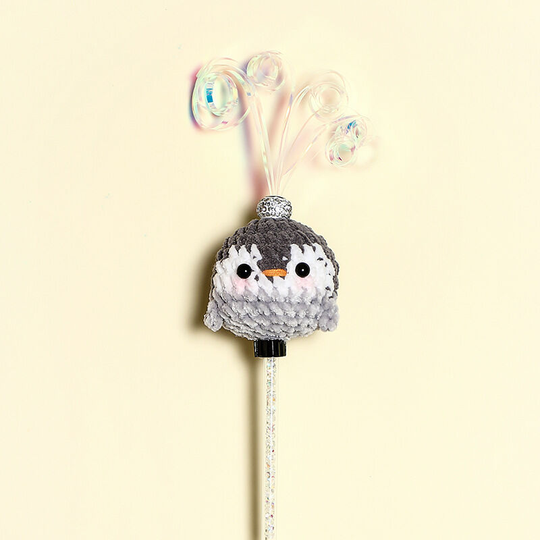 MUFF Knitted Doll Teasing Cat Stick, Ringing Paper Bells, Animal Series Teasing Cat Stick, Penguin
