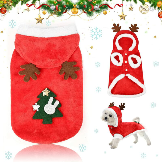 Christmas Clothes for Dogs, Christmas Dog Costume, Christmas Cat Costume, Christmas Dog Coat for Chihuahua, Yorkshire, Poodle, Puppy (Christmas Tree,