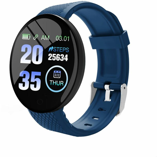 D18 1.3in Intelligent Watch Sports Waterproof Smartwatch Heart Rate Sleep Monitoring Sedentary Remind Wristband, Blue - Blue