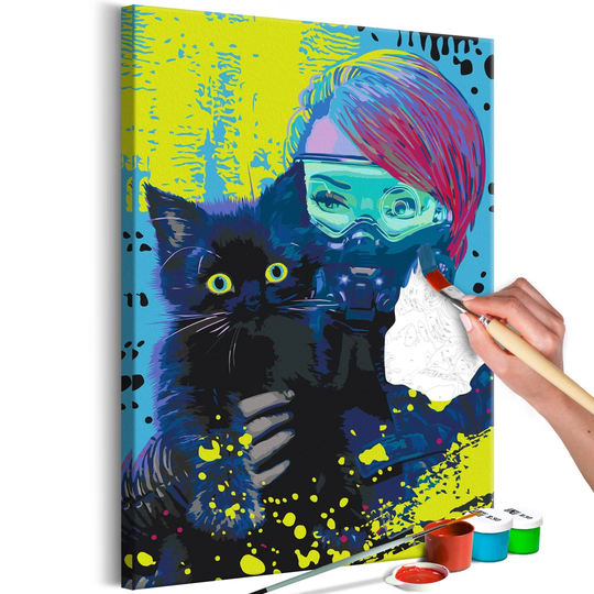 DIY Canvas Painting - Cyber-Kitten