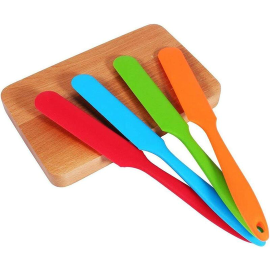 4Pcs Silicone Scraper, Non-Stick Heavy Duty Mini Rubber Silicone Spoon, Silicone Spatula Set for Baking Kitchen Cake Scraper Spoon
