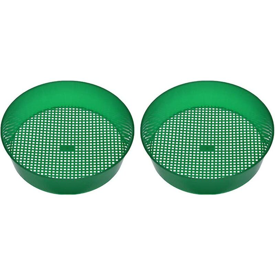 2PCS Mesh Plastic Garden Sieve Gardening Seedling Tool Riddle for Compost Soil Stone (Green)