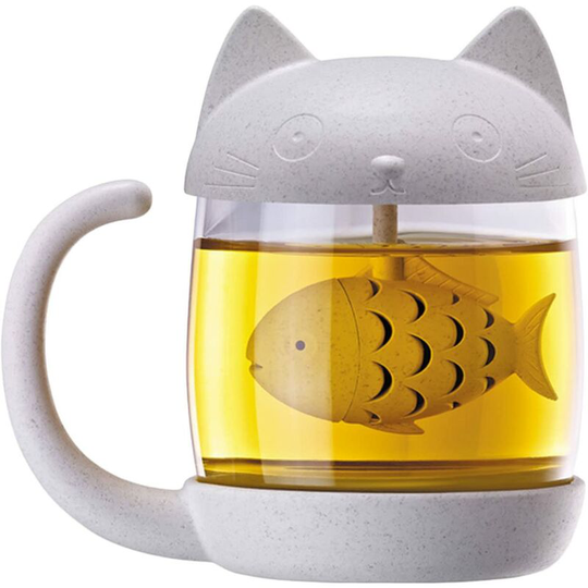 Cup of tea With Infuser 250 ml Glass Mug Cup of Coffee; Cat Style Infuser Filter Strainer Water Bottle