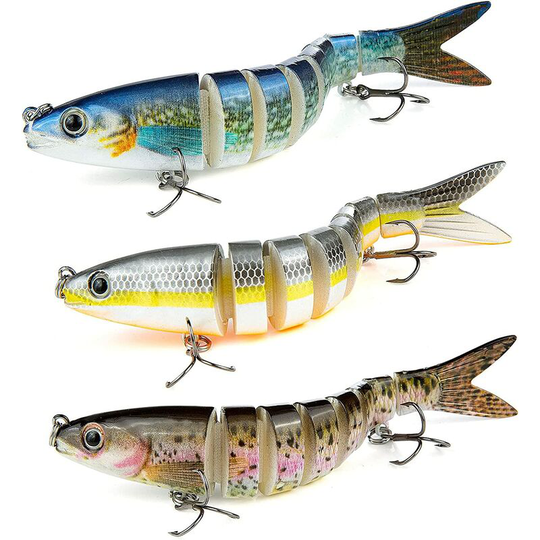 Jointed Lures, 3 Pieces 13.5cm Predator Lures, Realistic Jointed Artificial Lures with Hook Swim Lures, 3D Trout Lures