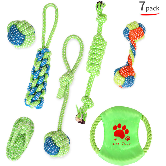 Rope Dog Toy, Puppy Teeth Toy, Natural Cotton Ball Rope for Chewing Puppy Teeth, 7PCS Interactive Toys for Little Ones