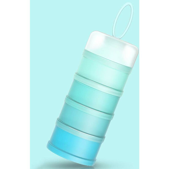 LangRay Infant Milk Powder Dispenser 480ml Stackable Baby Food 4 Layers Portable Powdered Milk / Cereal / Grocery / Fruit / Snacks Container Blue
