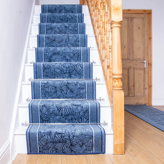 Almond Looped Blue Stair Runner