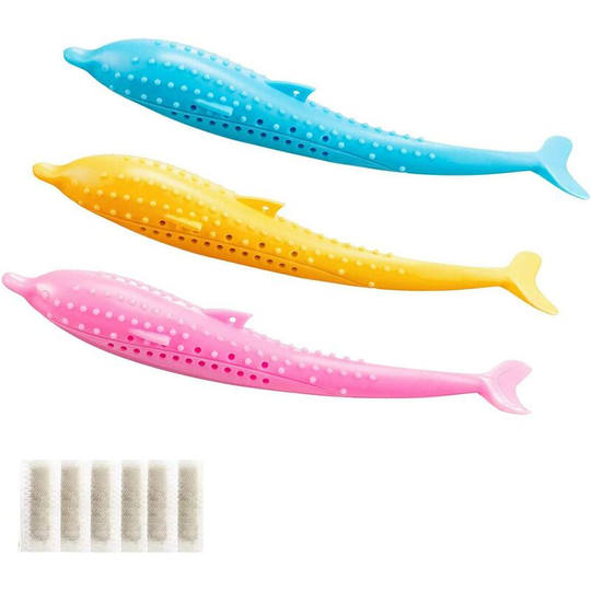 Fish Toy for Cat, 3 Pieces Cat Dental Toy, Silicone Molar Chew Toy Interactive Toy for Cleaning Cat Teeth Against Bad Breath