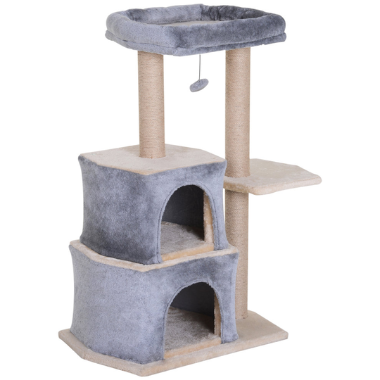 PawHut Multi-Level Cat Activity Tree w/ Sisal Scratching Post Hut