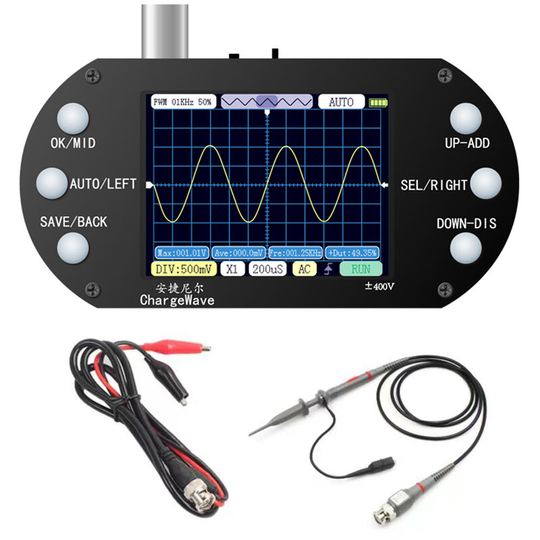 Handheld Oscilloscope 320*240 Resolution 2.4inch tft Display 2.5MHz Sample Rate 500KHz Bandwidth Oscillometer,
