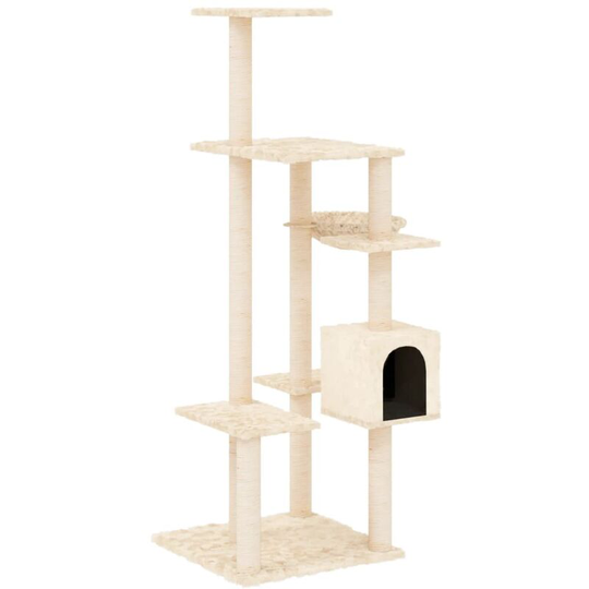 Cat Tree with Sisal Scratching Posts Cream 142 cm Vidaxl Cream