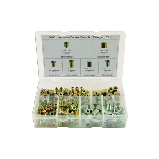 Popular Brake Nut Fittings - Assorted - Box Qty 135 - 31881 - Connect