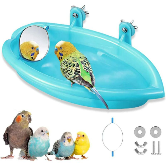 Betterlifegb - bette Bird Bath with Mirror, Bird Bath Bowl, Cockatiel Parakeet Cage, Bird Bath, Pet Parrot Budgie, Bird Bath Tub