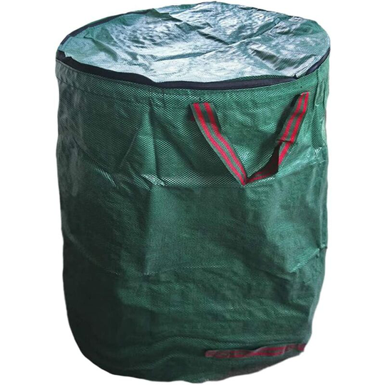 1 Pack Garden Waste Bags with Lid, Garden Waste Bags, Leaf Bags with Handles, Foldable Woven Industrial Green Grass Bags