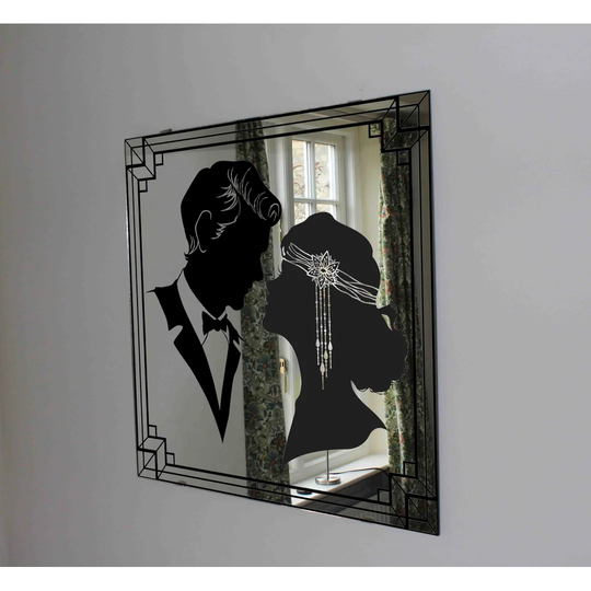 Silhouette of Couple Wall Mounted Accent Mirror