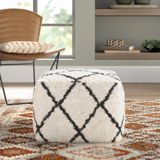 Pippa 55.88Cm Wide Square Geometric Pouffe Ottoman