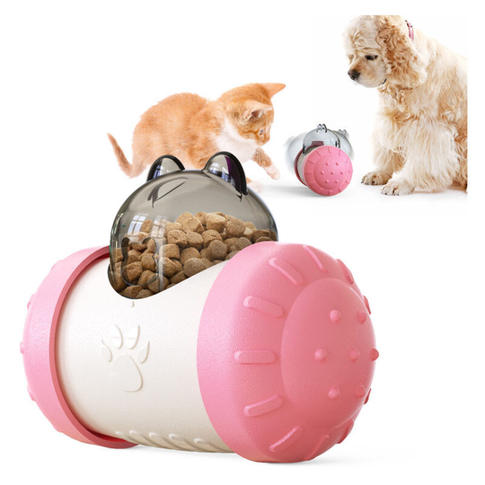 Cat Toy, Cat Food Dispenser Toy Interactive Cat Toy Tumbler Cat Toy Easy to Clean (Pink)