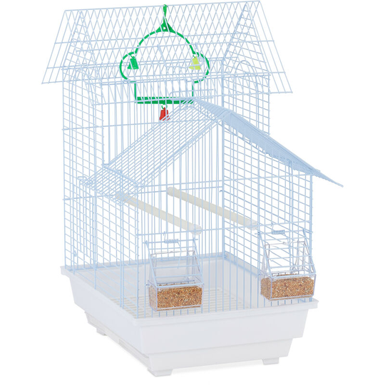 Bird Cage, Birdcage, Perches, Swing, Feeders, h x w x d 50 x 38 x 33 cm, White - Relaxdays