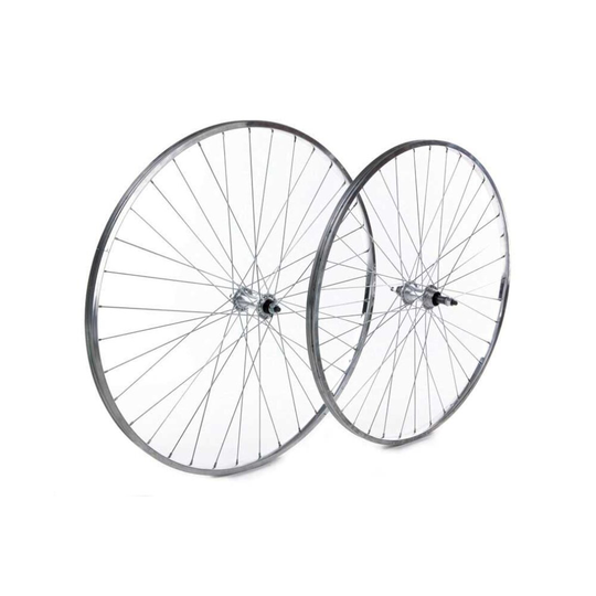 Tru-build Wheels 27" Rear wheel, Alloy rim, screw-on alloy nutted hub, Silver. 27" Silver