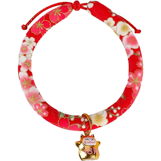 Handmade pet Decoration Collar with Hollow Bells, Safe Collars Bells for Cats and Dogs, Suitable for Cats and Dogs (Red Flower, Small)