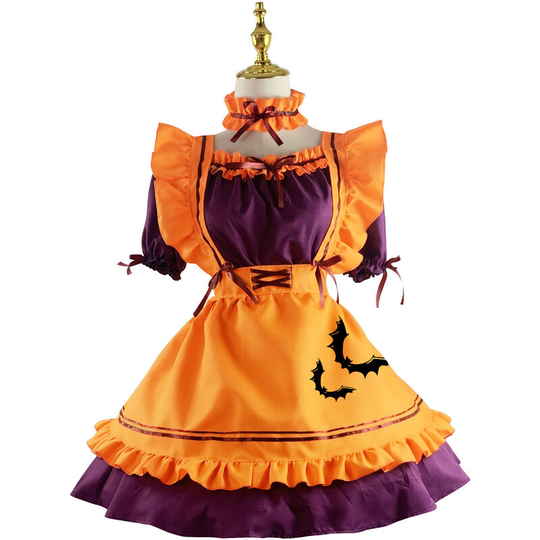 Maid Outfit Anime Cosplay Halloween Embroidered Maid Costume Pumpkin Maid Costume Bat Vampire Maid Magic Witch-M