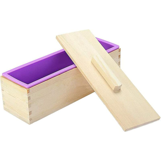 Monly - Soap Mold, diy Soap Mold, Rectangle Silicone Mold, Silicone Cake Molds, Silicone Mold with Wooden Box, for Making Soaps, Muffins, Cupcakes,