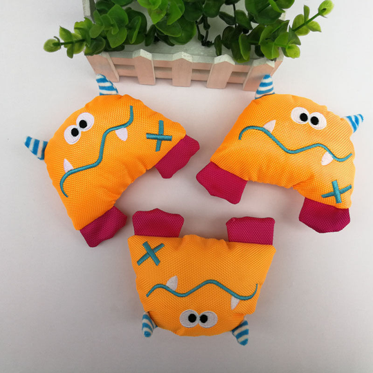 3 pcs pet supplies Oxford cloth yellow triangle sea monster dog grinding teeth bite resistant voice plush toy 13*11cm