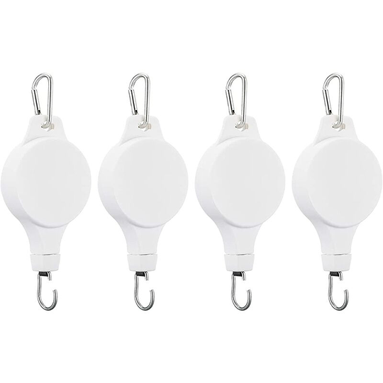 4 Pack Retractable Plant Pulley, Plant Pulleys for Hanging Plants Adjustable Hanging Flower Basket Hooks Hanging Plant Pulley Plant Hanger Pulley for