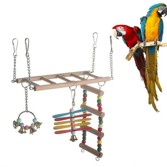 Parrot Ladder Toys Set Bird Cage Ladder Hanging Toys Chain Bridge Parrot Budgie Climbing Swing Play Set Thsinde